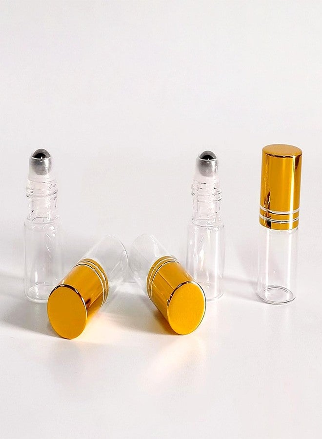 PYAWI 50 PCS Essential Oil Roller Bottles 3ml Clear Glass Roller Bottles with Stainless Steel Roller Ball,Gold Caps,for Travel Perfume-2 Funnels, 2 Dropper, 1 Opener(3ml) - Image 4